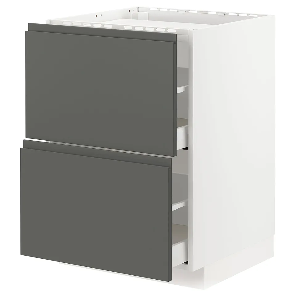 Modern kitchen unit, METOD, grey, with two drawers, sleek design.