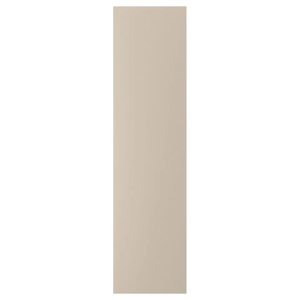 FORSAND: beige door, board on frame with honeycomb filling, smooth paper foil, softly closes.
