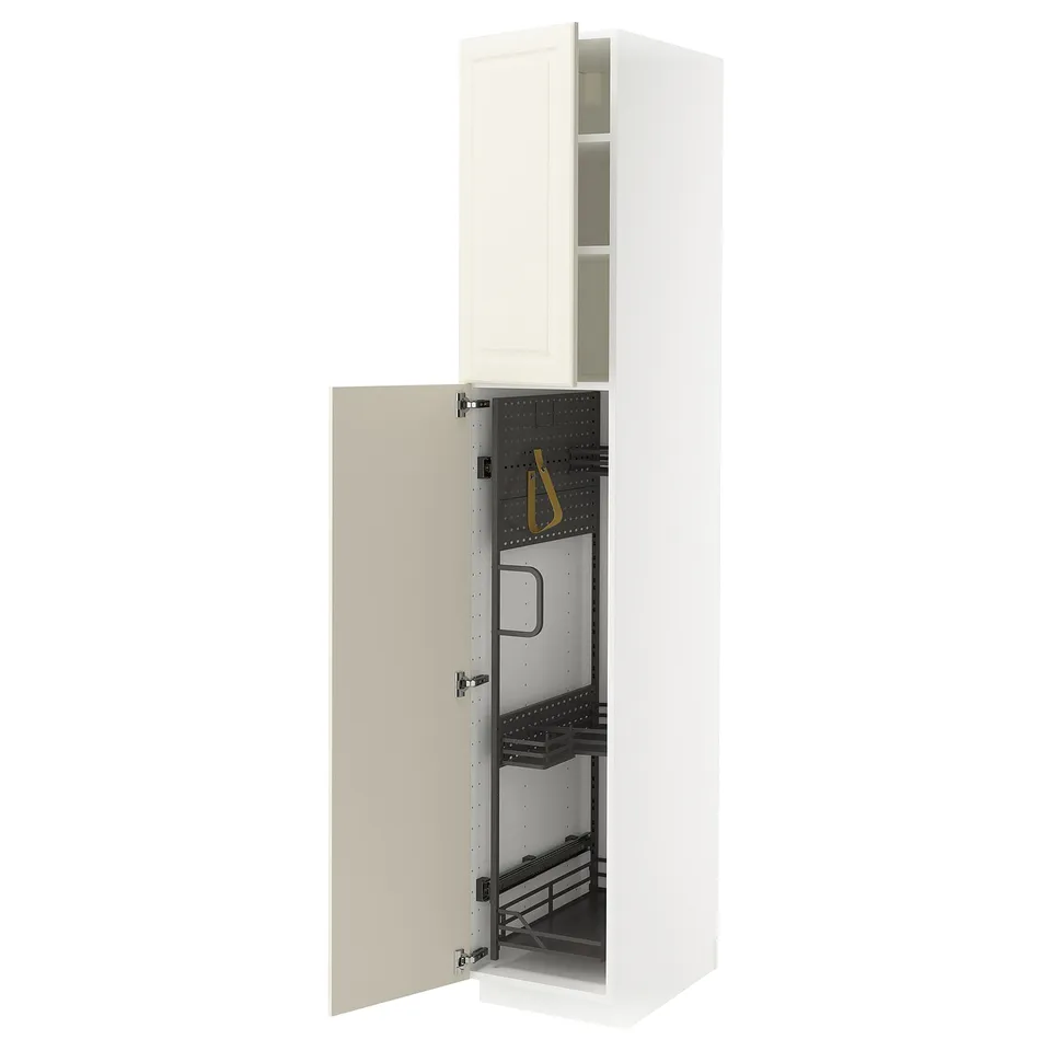 White METOD kitchen cabinet, modern design, with bevelled off-white door.