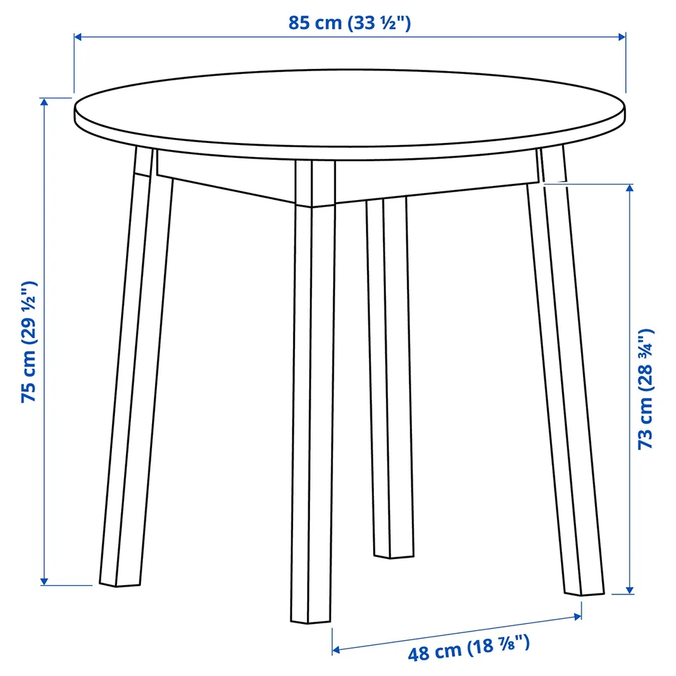 Illustration with measurements for the product: PINNTORP.