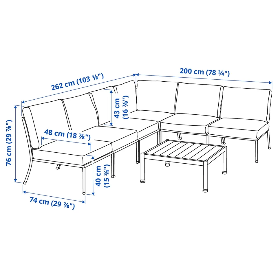 Illustration with measurements for the product: SEGERÖN.