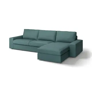 KIVIK 4-seat sofa with chaise longue, Kelinge grey-turquoise, Height 83 cm