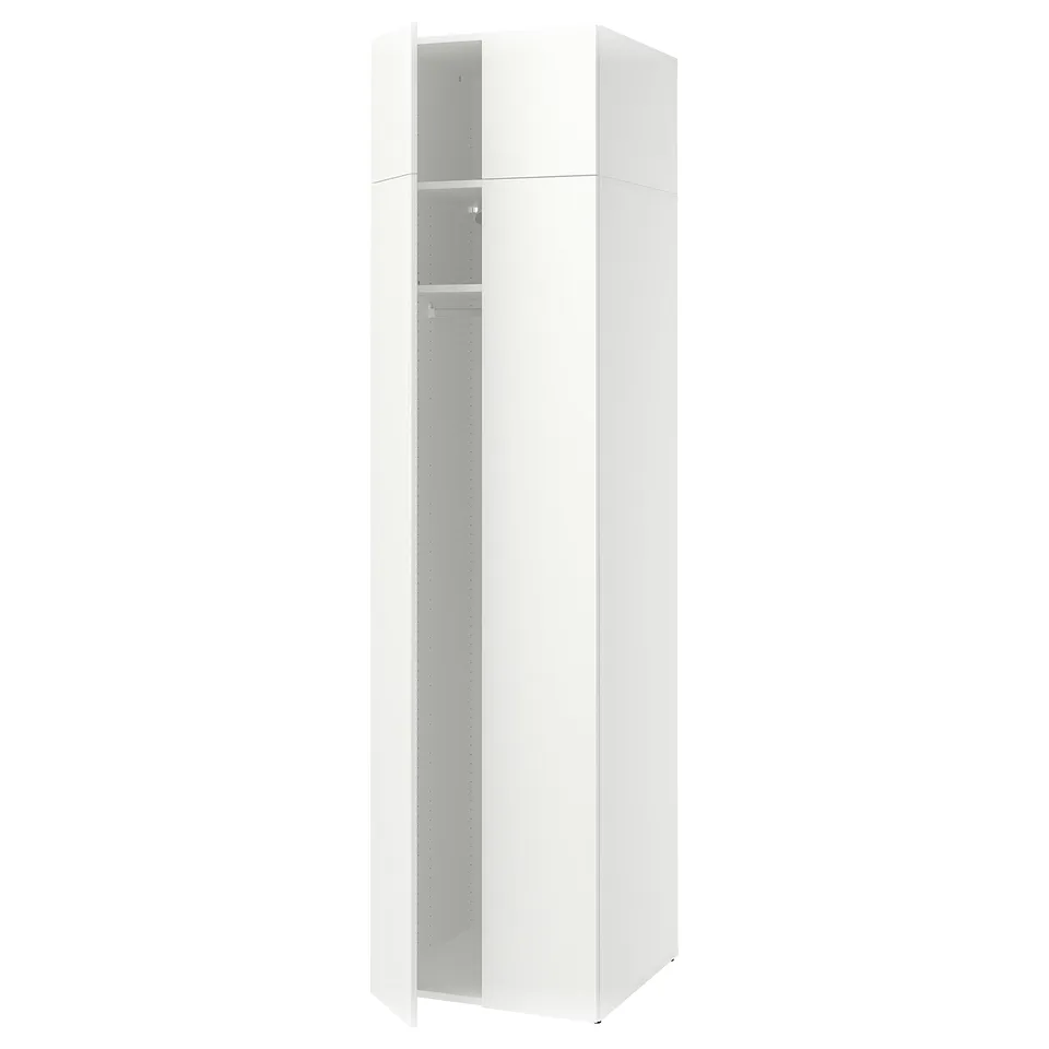 A white LASTARE wardrobe with adjustable feet.