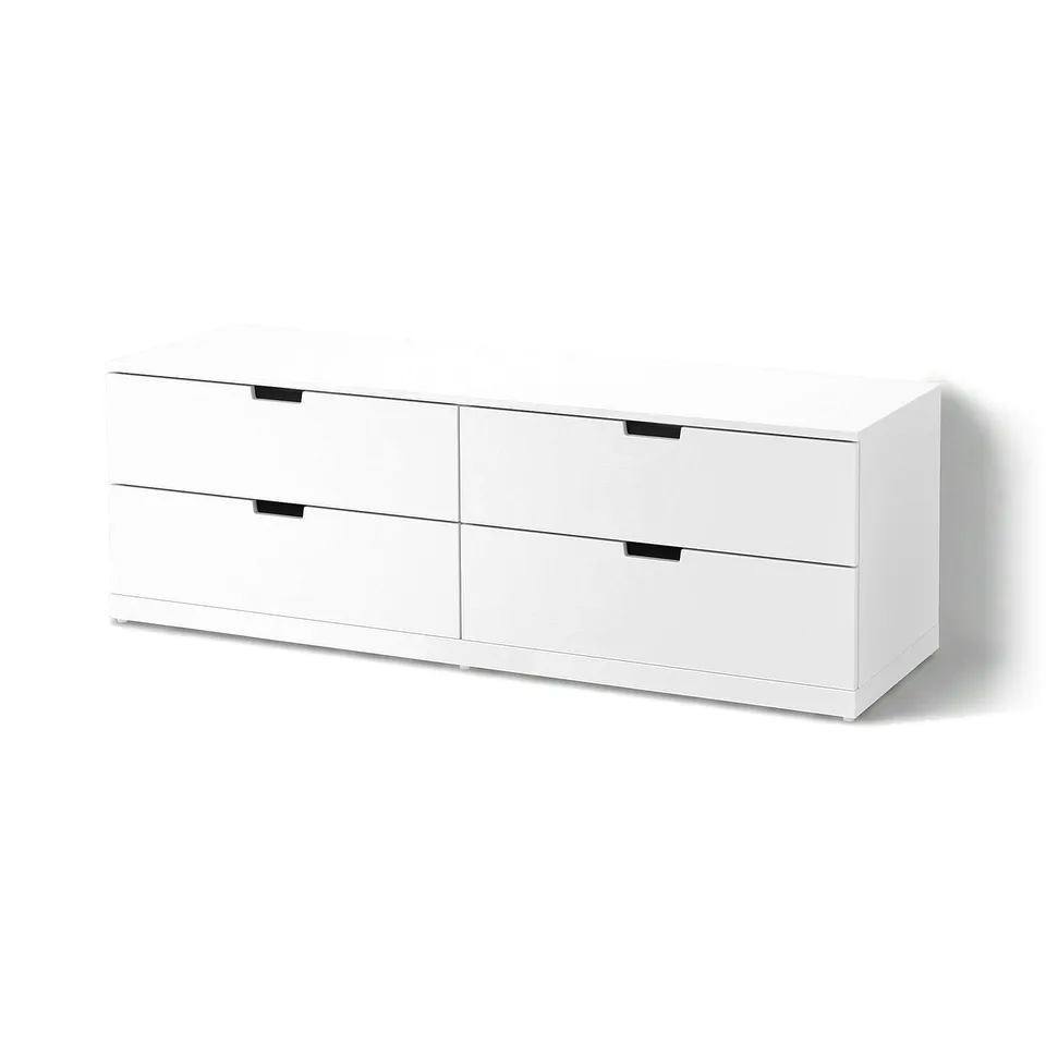 White NORDLI 4-drawer chest. Modern, sleek storage unit with clean lines.