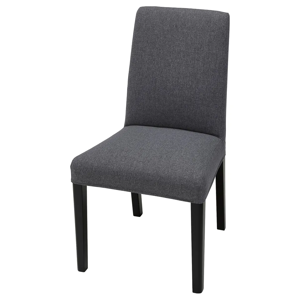 BERGMUND grey chair, upholstered, wooden legs, modern design.
