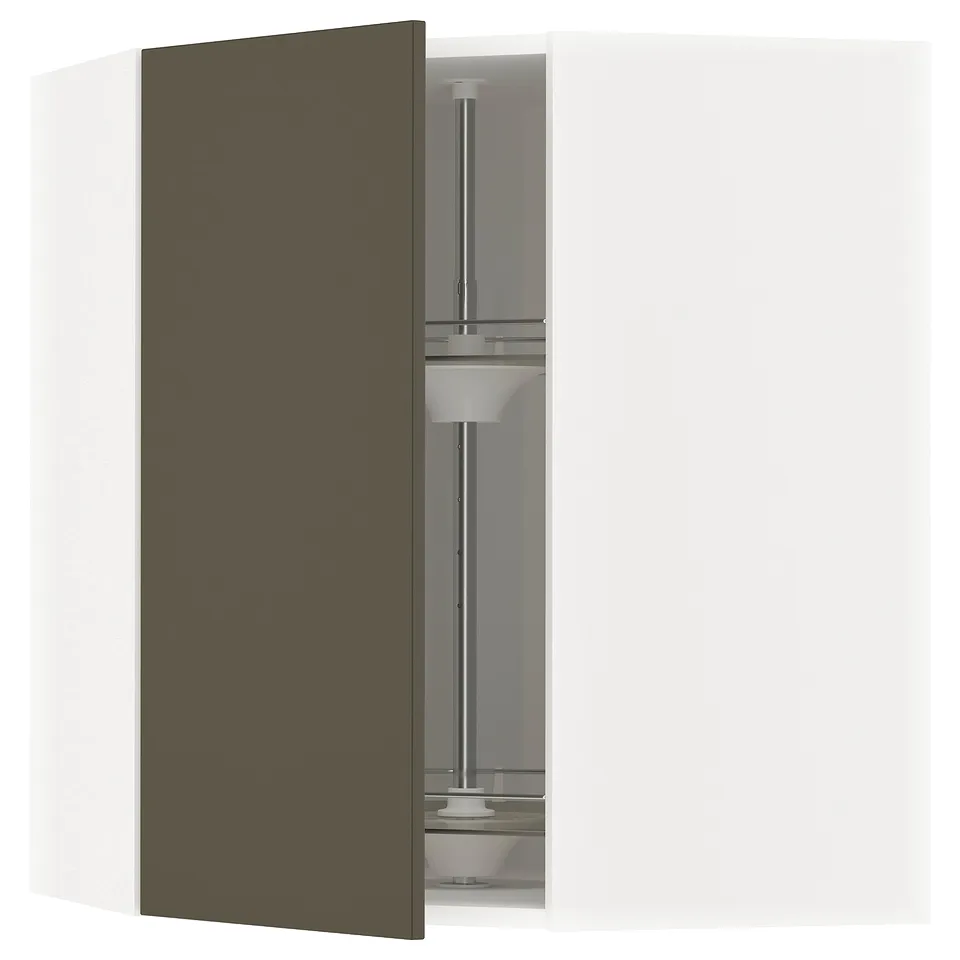 METOD kitchen unit, dark brown. Open shelf, glass shelf, metal pole.