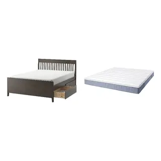 IDANÄS/VALLBERGET Bed with 21cm thick mattress, coir, pocket sprung, super firm