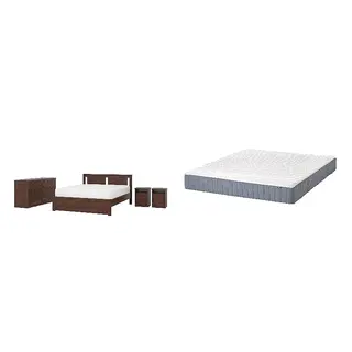 SONGESAND/VALEVÅG Bed with 24cm thick mattress, pocket sprung, foam,5 comfort zones, extra firm