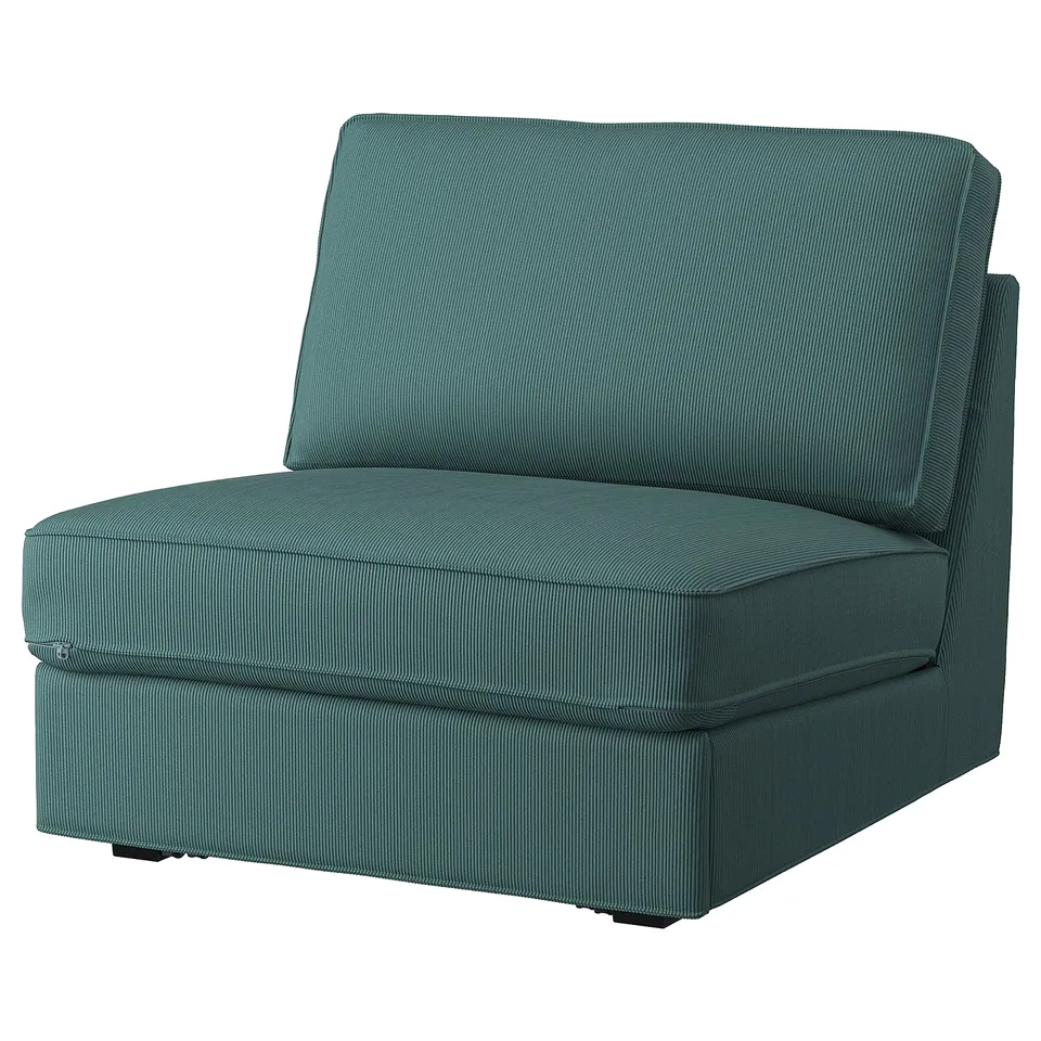 KIVIK teal sofa chair, sleek modern design, wide-corduroy fabric, comfy and lustrous.