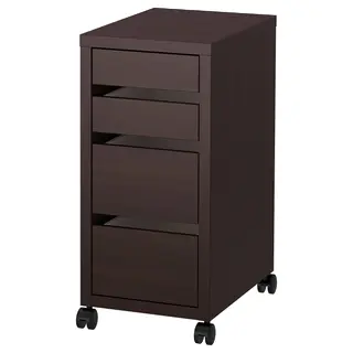 MICKE drawer unit on castors, black-brown, 35x75 cm