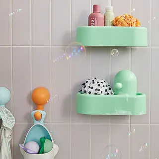 HUMLESJÖN set: basket with suction cup + hook with suction cup