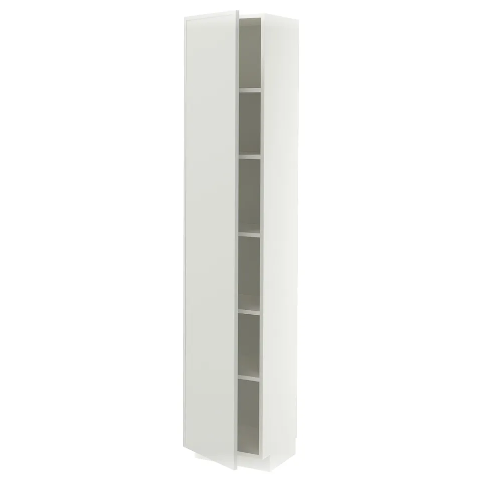 METOD High cabinet with shelves, white/Aspudden light grey, 40x37x200 cm
