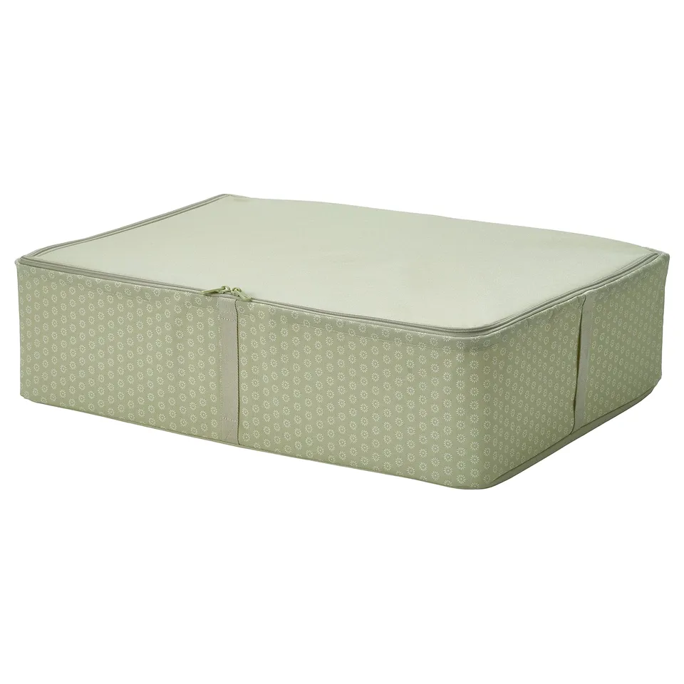 HEMMAFIXARE Storage case, flower/pale grey-green, 69x51x19 cm