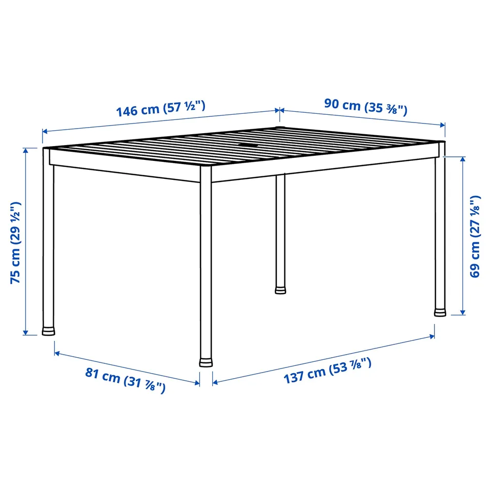 Illustration with measurements for the product: SEGERÖN.