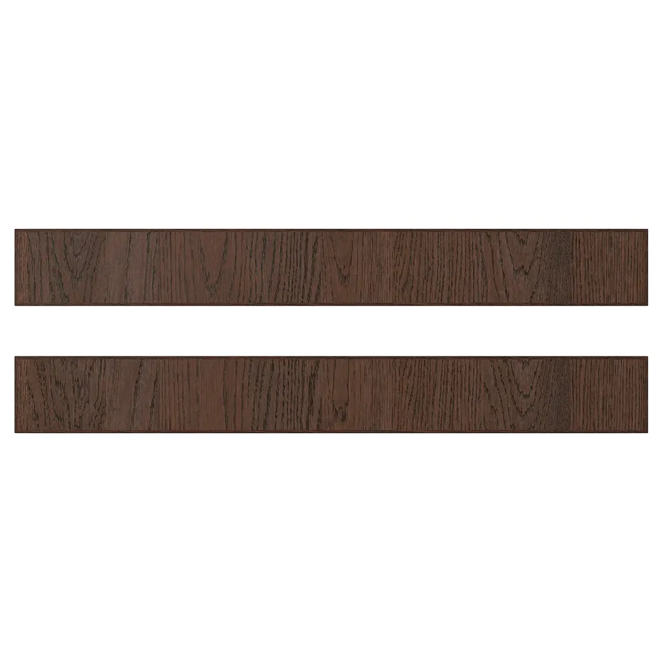 Two dark brown oak wood panels with a sleek design.