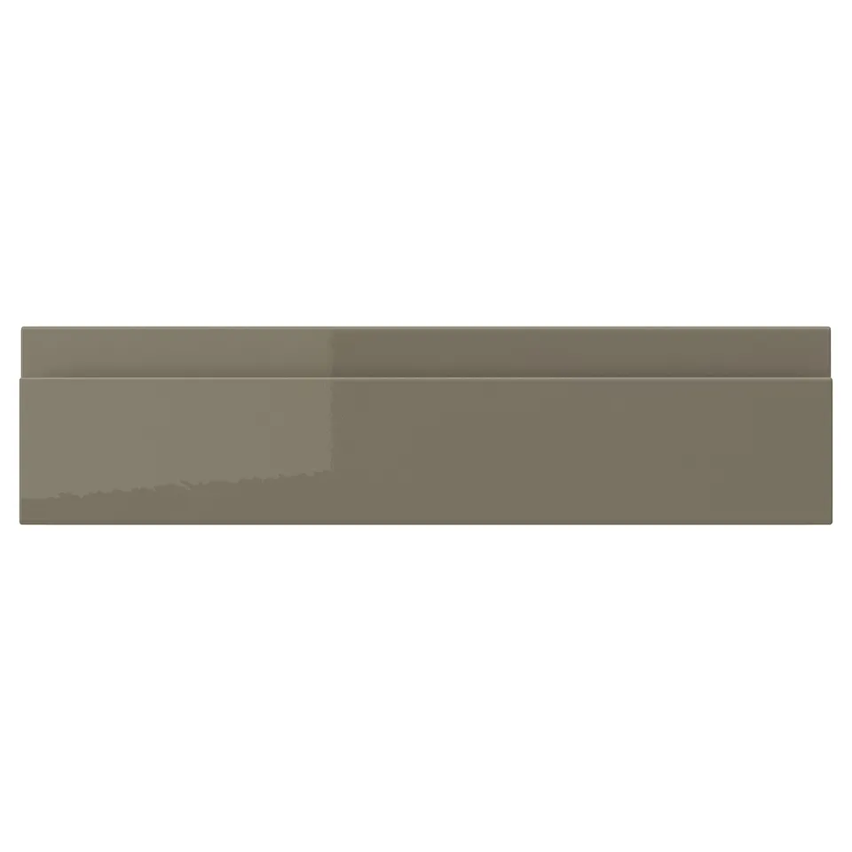 VOXTORP drawer front, dark grey-brown, glossy, rectangle with smooth edges, sleek modern look.