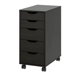 ALEX drawer unit on castors, black-brown, 36x76 cm