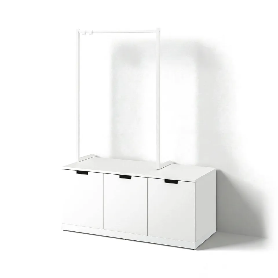 NORDLI white chest with three drawers & glass partition.