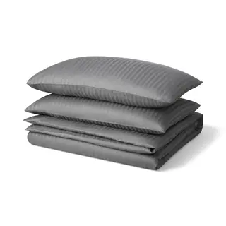 NATTJASMIN duvet cover and 2 pillowcases, dark grey