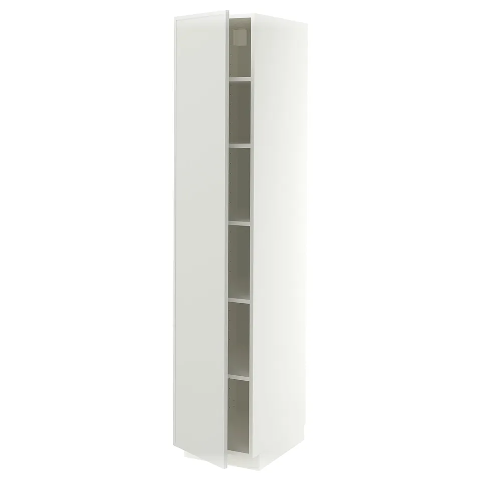METOD High cabinet with shelves, white/Aspudden light grey, 40x60x200 cm