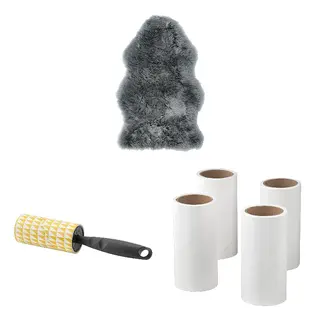 BÄSTIS/ULLERSLEV set: sheepskin + lint roller + lint roller refill