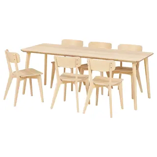LISABO / LISABO table and 6 chairs, ash veneer/ash veneer