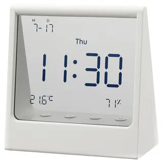 RÖDBENA alarm clock with hygro-/thermometer, 10x11x5 cm