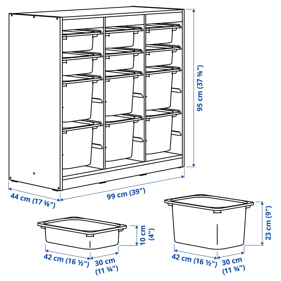 TROFAST Storage combination with boxes, room divider/white lilac, 99x44x95 cm