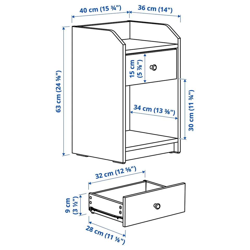 part: HAUGA bedside table