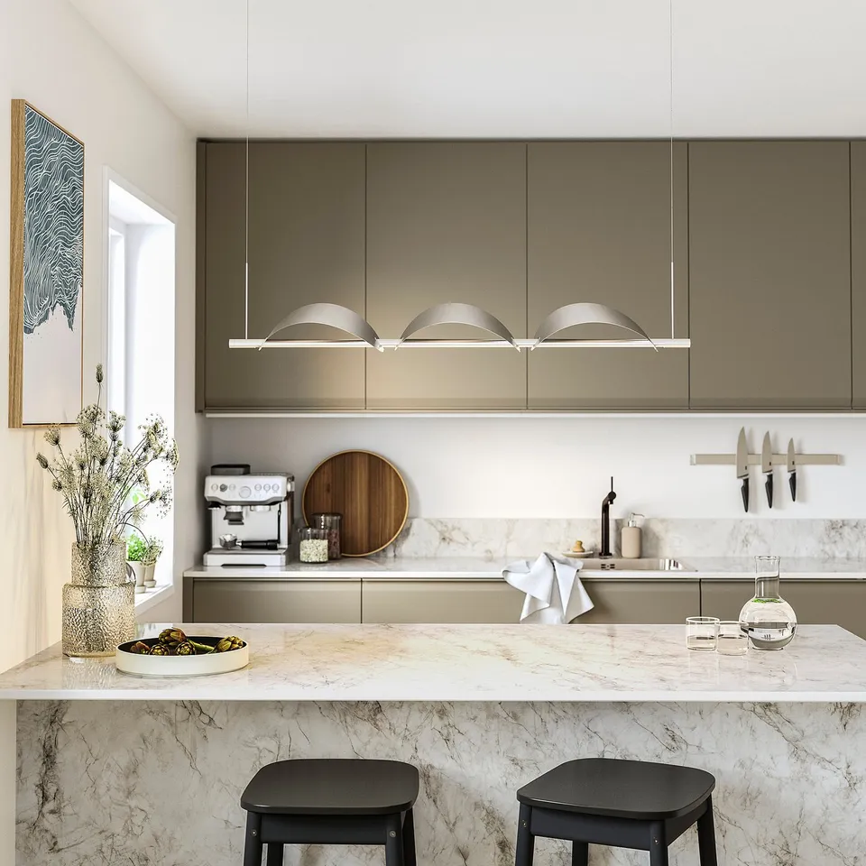 BACKSTÖRN LED pendant lamp, dimmable/matt aluminium, 108 cm