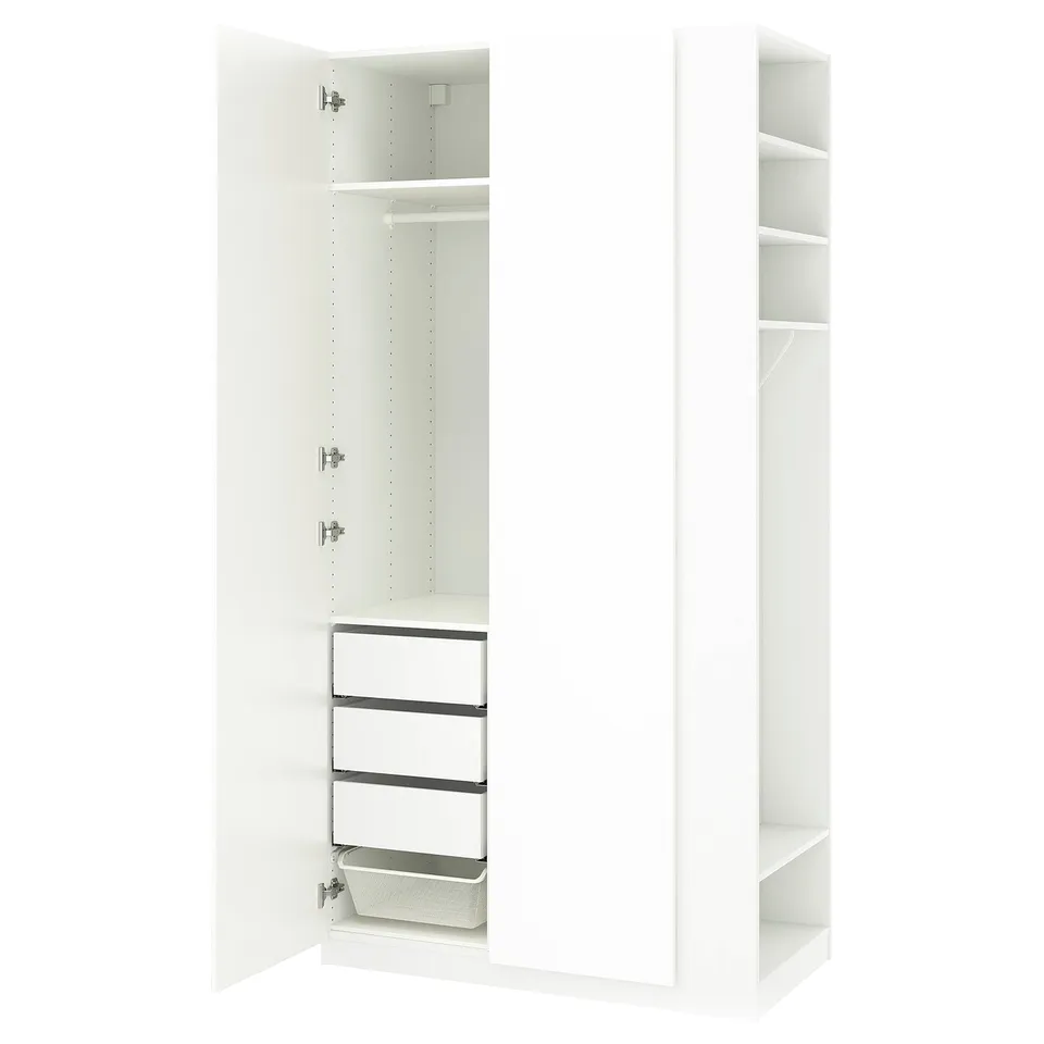 PAX / FARDAL Wardrobe combination, white high-gloss white/white, 120x60x236 cm