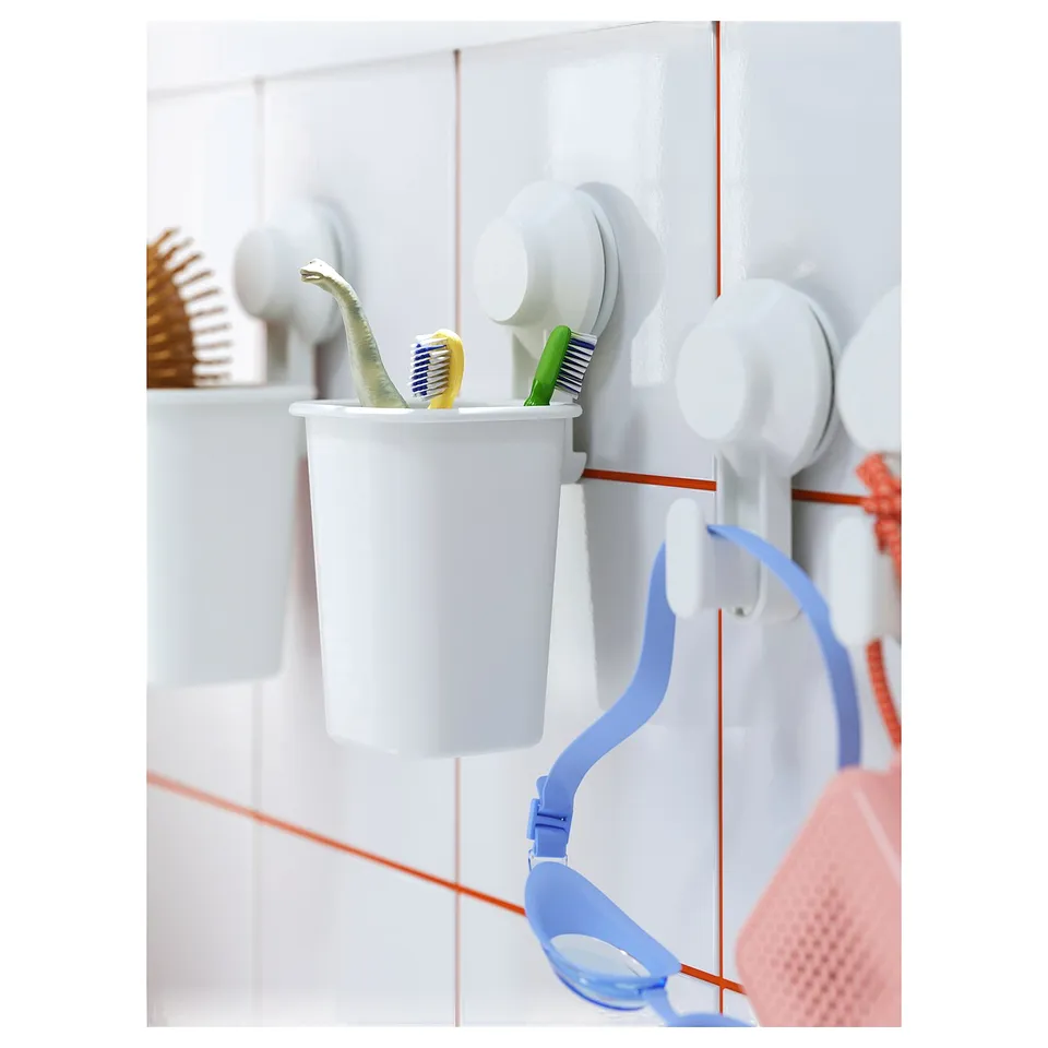 TISKEN Toothbrush holder with suction cup, white