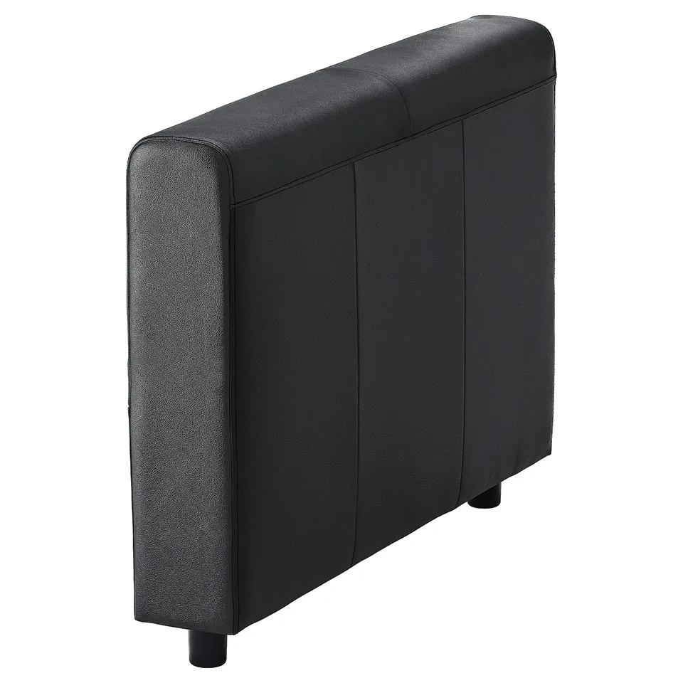 Black VIMLE sofa section, modern design, dark grey fabric, rectangular shape.