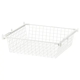 HJÄLPA wire basket with pull-out rail, white, 60x55 cm