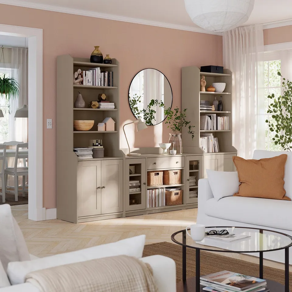 HAUGA Storage combination, beige, 279x46x199 cm