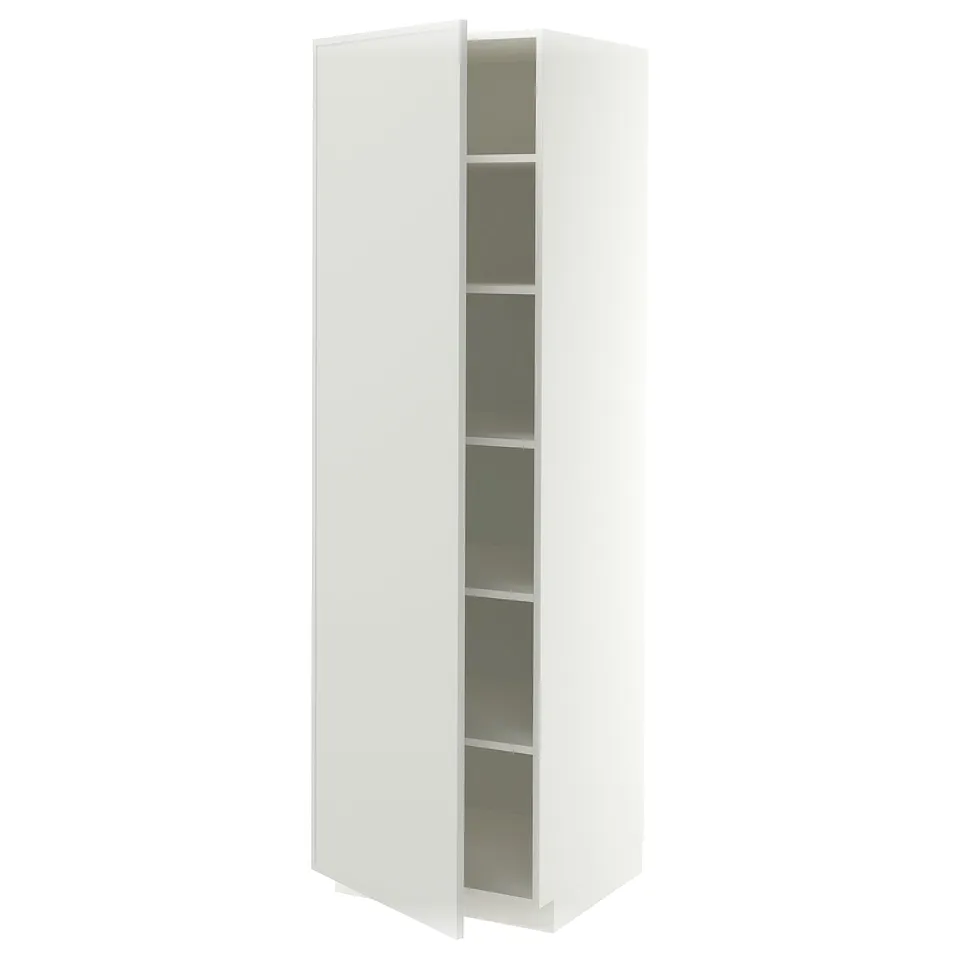 METOD High cabinet with shelves, white/Aspudden light grey, 60x60x200 cm