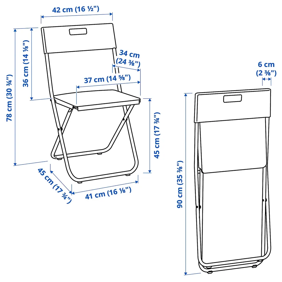 Illustration with measurements for the product: GUNDE.