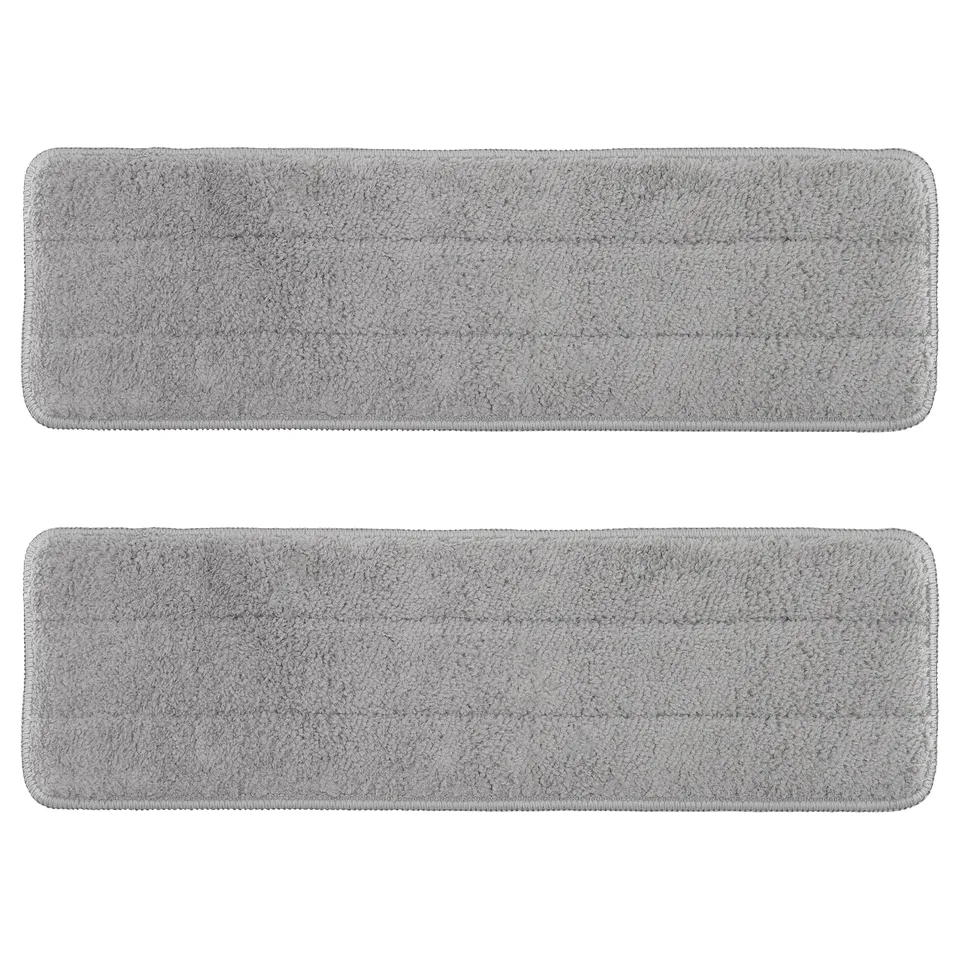 Two grey microfibre PEPPRIG cloths, rectangular, absorbent, quick-drying.