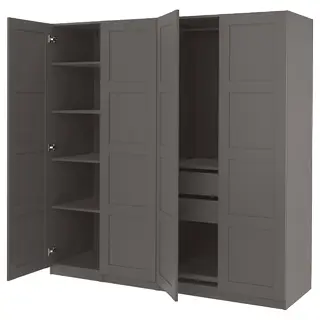 PAX / BERGSBO wardrobe, dark grey/dark grey, 200x60x201 cm