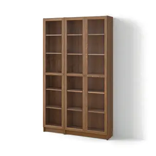 BILLY / OXBERG bookcase combination w glass doors, brown walnut effect/clear glass, 120x30x202 cm