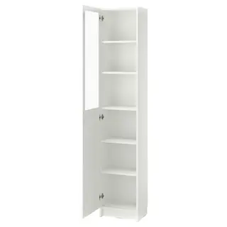 BILLY / OXBERG bookcase with panel/glass door, white/glass, 40x30x202 cm