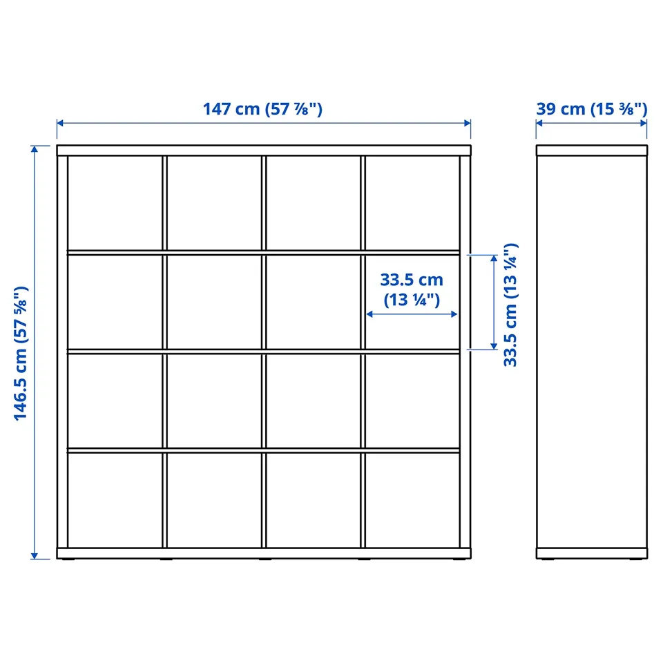 Illustration with measurements for the product: KALLAX.