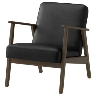 EKENÄSET armchair, walnut effect/Grann/Bomstad black, Width 65 x Depth 74 x Height 75 cm