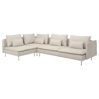 SÖDERHAMN corner sofa, 4-seat, with open end/Gunnared beige, Depth 99 cm
