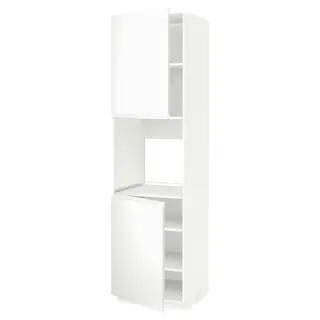 METOD high cab f oven w 2 doors/shelves, white/Voxtorp matt white, 60x60x220 cm