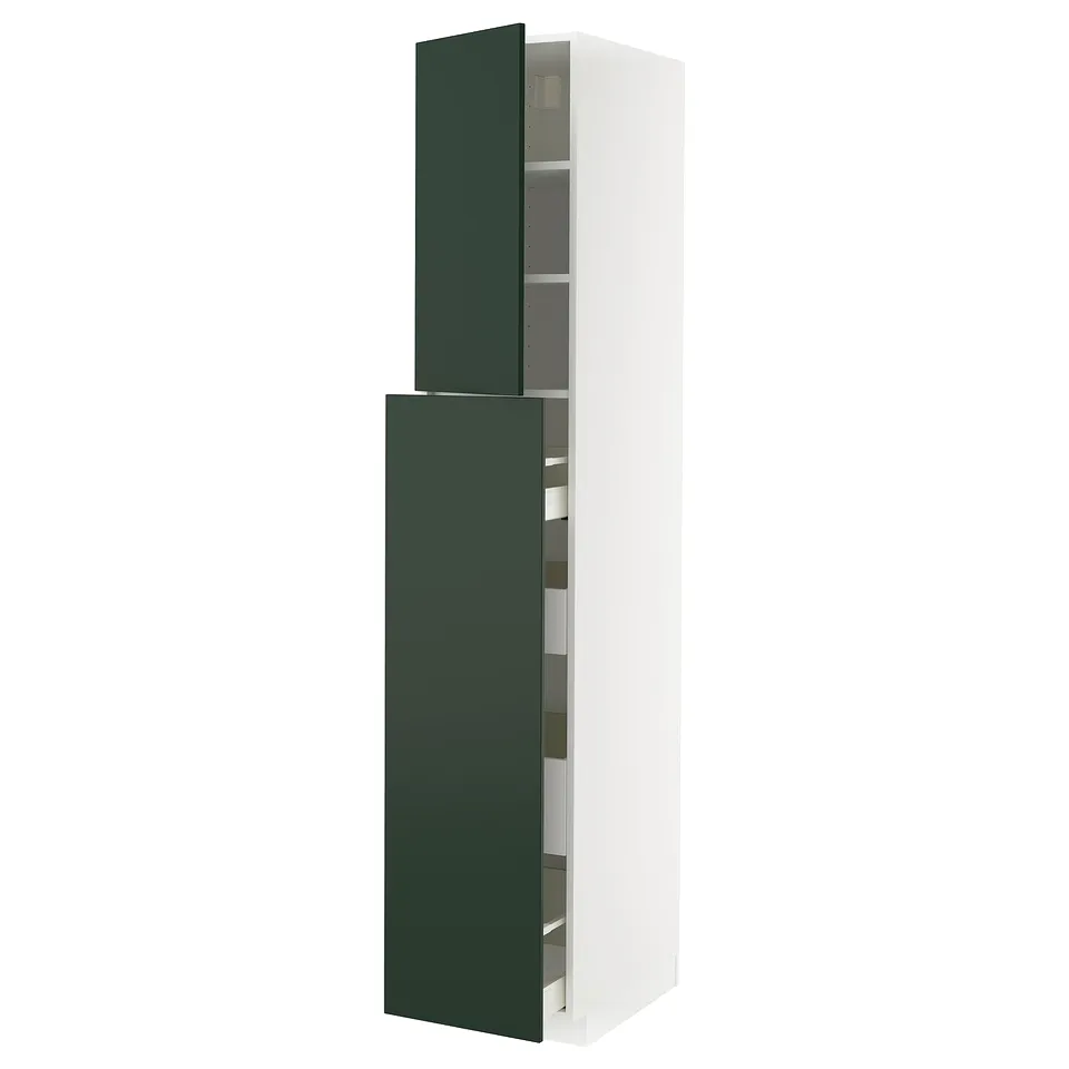 Modern kitchen cabinet, green-white, sleek design. This version keeps the essential details while staying within the character limit.