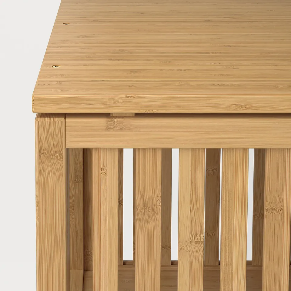 Modern bamboo furniture, polished surface, clean lines, sturdy design.