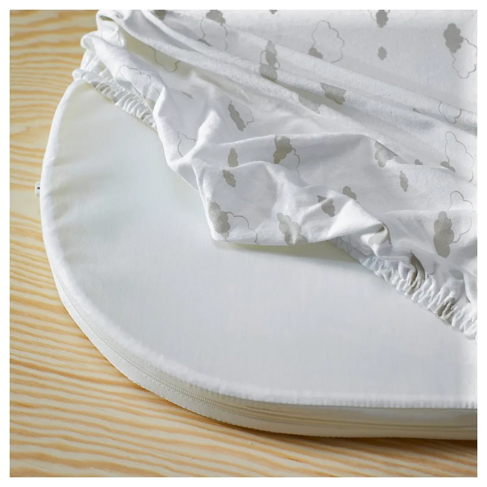 ÄLSKVÄRD Fitted sheet for bassinet, clouds/dots/off-white, 41x75 cm