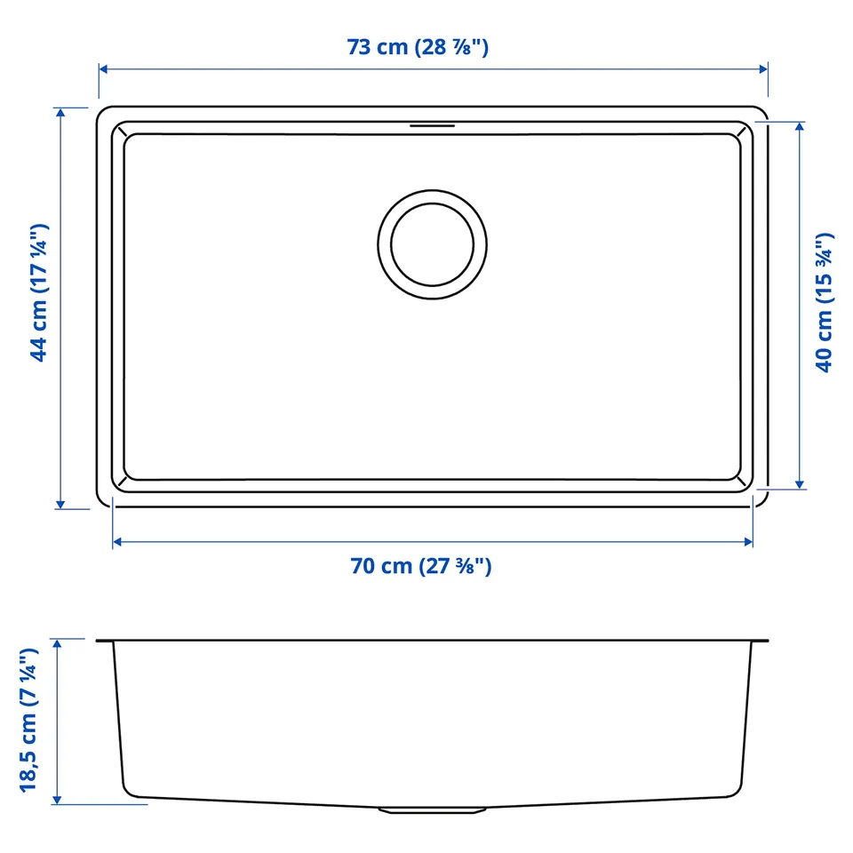 part: VRESJÖN inset sink, 1 bowl