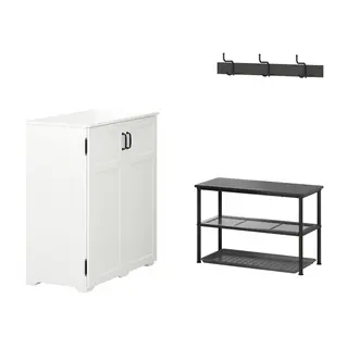 GREÅKER / NIPÅSEN hallway furniture, set of 4, white/black